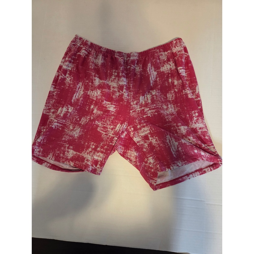 Just Be... Pink White Abstract Brushstroke Print Lounge Shorts Plus Size 3X